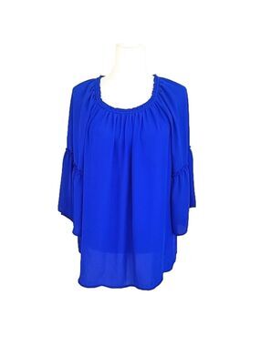 Royal blue size XL (no tag) flowy boho blouse 3/4 sleeve